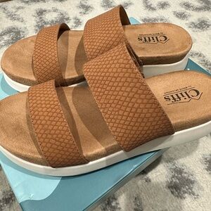 Cliffs by WHITE MOUNTAIN Tan Sandals with Cushioned Footbed